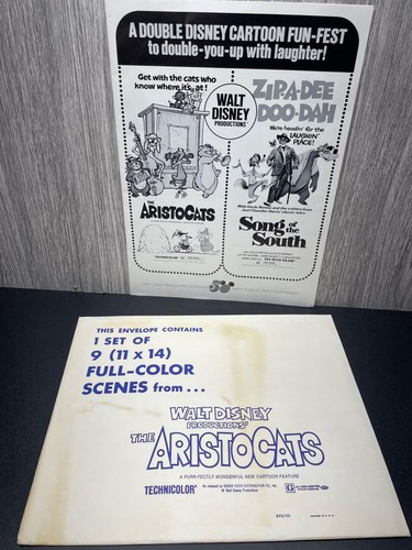 Aristocats 1973 re-release Disney's Press Kit booklet & set of 14x11 Photos - Picture 2 of 12
