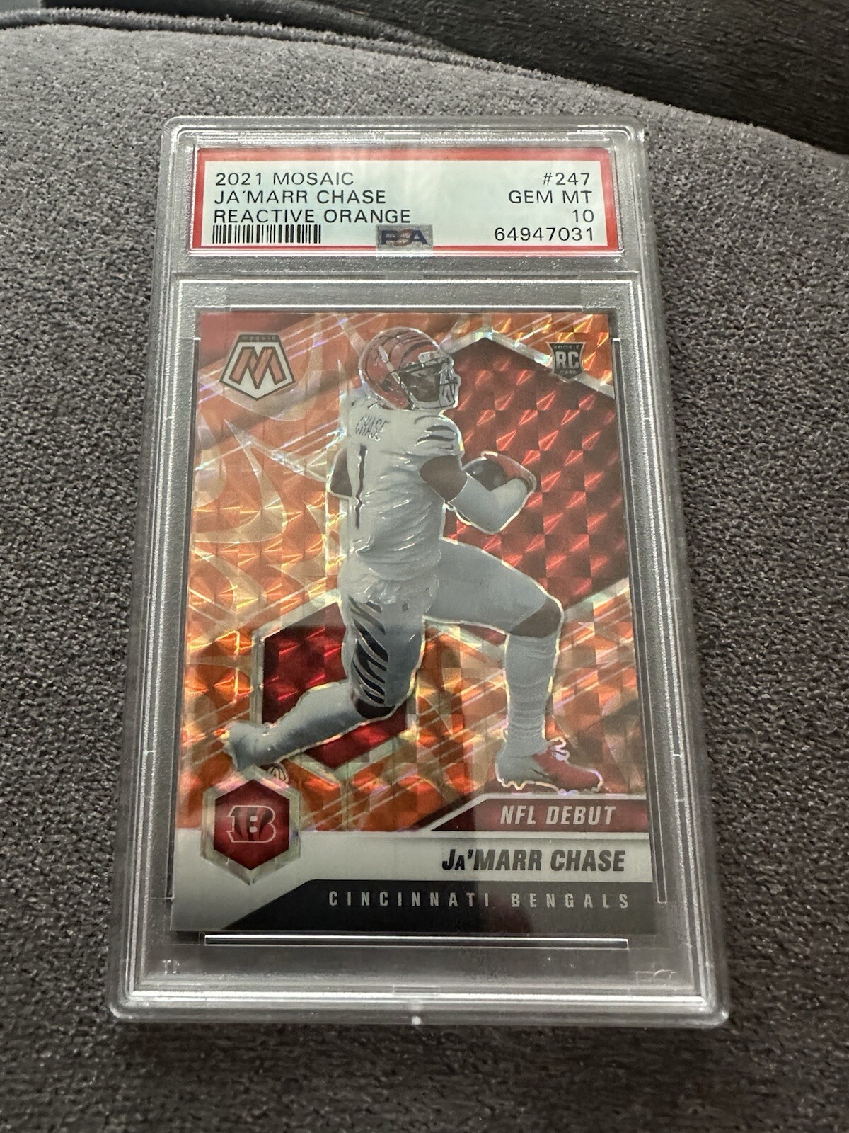 2021 Mosaic #247 Ja’marr Chase Reactive Orange Psa 10