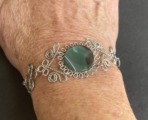 Pulsera de piedras semipreciosas de ágata verde peruana Perú hecha a mano - Imagen 5 de 5