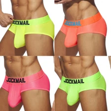 JOCKMAIL Fashion Men's Underwear Mesh Boxer Briefs Low Waist Trunks Jockstrap @