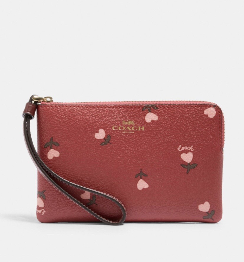 COACH CORNER ZIP WRISTLET WOMEN DESIGNER WALLET FLORAL PRINT DESIGN WITH TAG