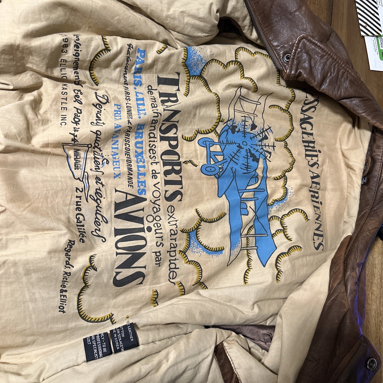 Mens Size 40 Leather Flight Jacket Coat Pilots Bomber Large