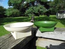 flower foam bowls for flower arranging vintage round white and green Lot of 2
