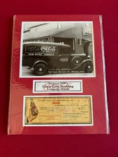 1930's, Coca-Cola Original Check w/ Vintage Photo, 12"x15" Matted (Vintage)
