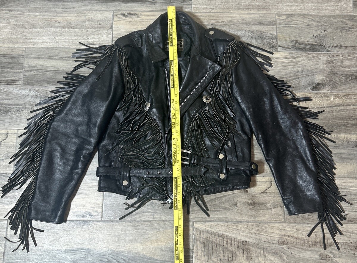 Vintage Open Road Concho Fringe Leather Motorcycle Jacket Vintage Open Road Concho Fringe Leather Motorcycle Jacket