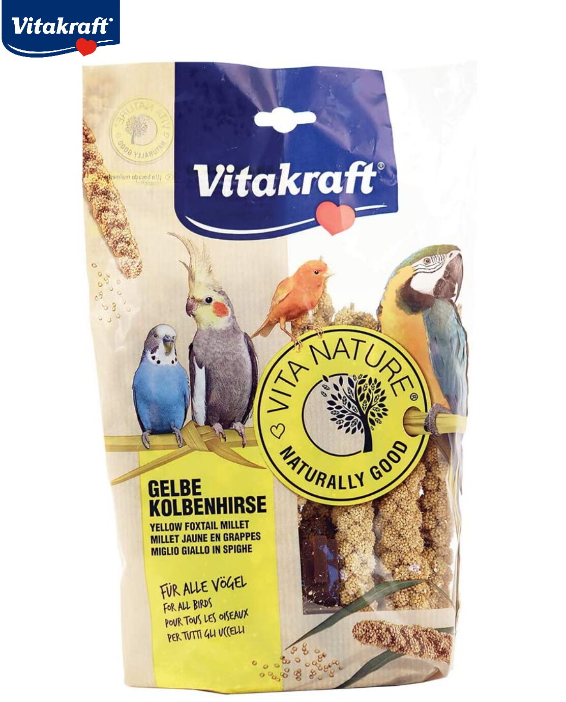 VITAKRAFT SHORT STEM YELLOW FOXTAIL MILLET SPRAYS BUDGIE FINCH COCKATIEL 300G