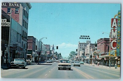 #ad Bozeman Montana Postcard Main Street Business District Classic Cars 1960 Vintage $9.72