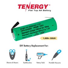 Tenergy AA 1.2V 2000mAh NiMH Flat Top Rechargeable Battery Cell w/ Tabs