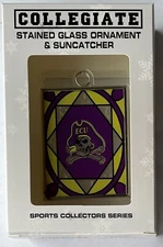 NCAA East Carolina Pirates Stained Glass Christmas Tree Ornament Suncatcher