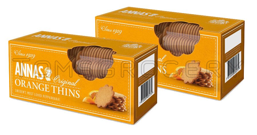 2 ANNAS Original Swedish Pepparkaka Orange Thins Ginger Snap
