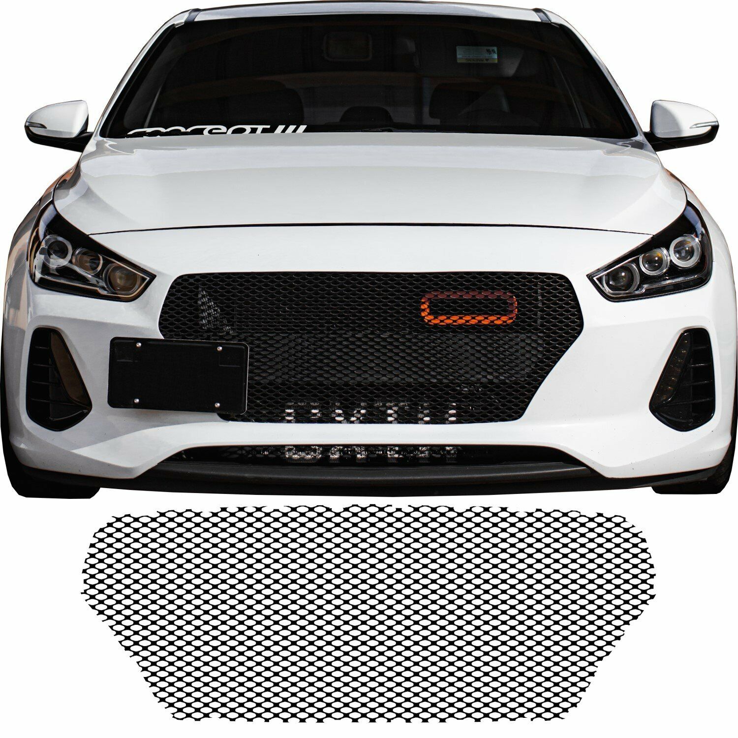 CCG GLOSS BLACK PERF GT MESH GRILL FOR 2018 - 2020 HYUNDAI ELANTRA GT GRILLE