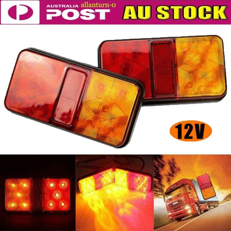 2x Submersible 10 LED Stop Tail Lights For Boat Truck Trailer Marine Waterproof