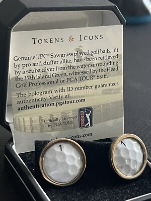 Tokens & Icons PGA TPC Sawgrass 17th Hole Sterling Silver Golf Ball Cufflinks