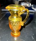 Vintage FOSTORIA Amber Glass Pitcher 4” Miniature: W/bird-eagle — photo 2