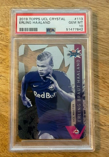 2019 Topps UCL Soccer Crystal #113 Erling Haaland RC Rookie PSA 10 GEM MINT