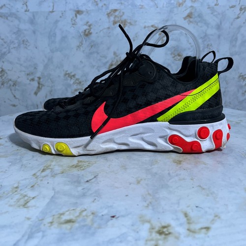 Nike React Element 55 Men's Size 9.5 Running Shoes Black Red Athletic Sneakers - Picture 4 of 12