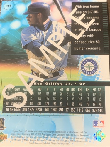 Ken Griffey Jr 1999 UD Upper Deck Ionix Sample Promo Card Mariners - Picture 2 of 2