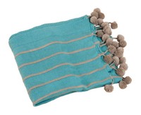 Chic Pompon Striped Throw Blanket (turquoise) Turquoise on sale Chic Pompon Striped Throw Blanket (turquoise) Turquoise on sale