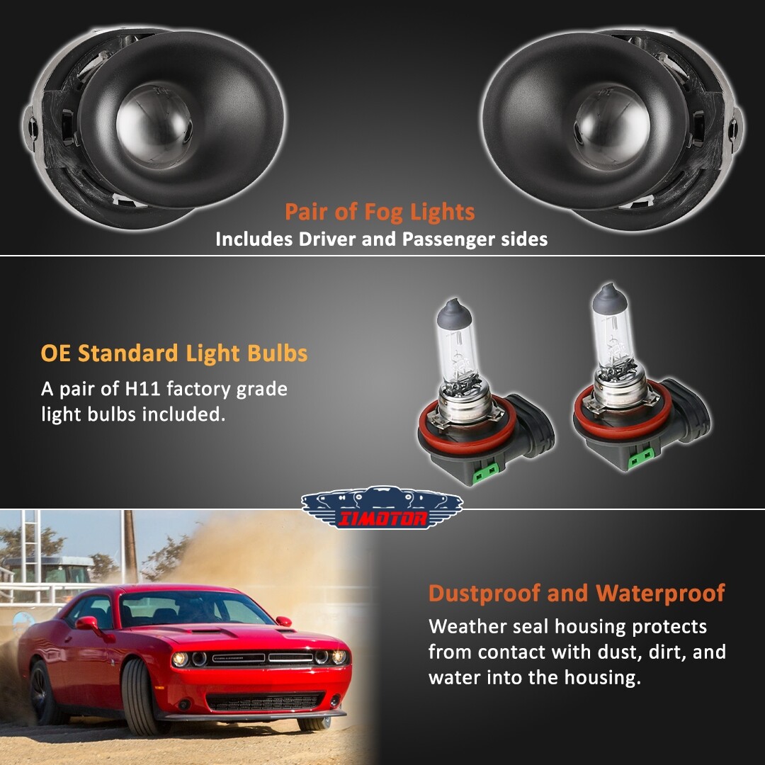 Clear Bumper For 20152023 Dodge Challenger Fog Lights Lamps+Wiring