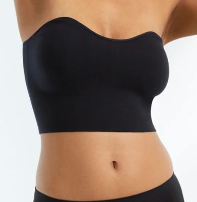 BRABAR Black Soft Strapless Longline Bra Top L49055 Womens Size M