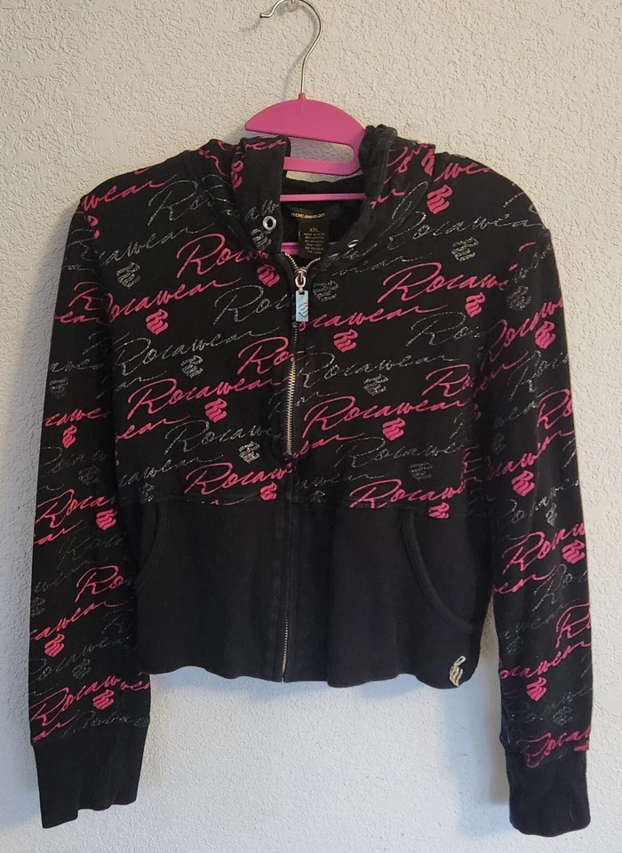 Sudadera con Capucha Rocawear Rosa Negra y Plateada con Cremallera Talla Niñas XXL Foto 2 de 3