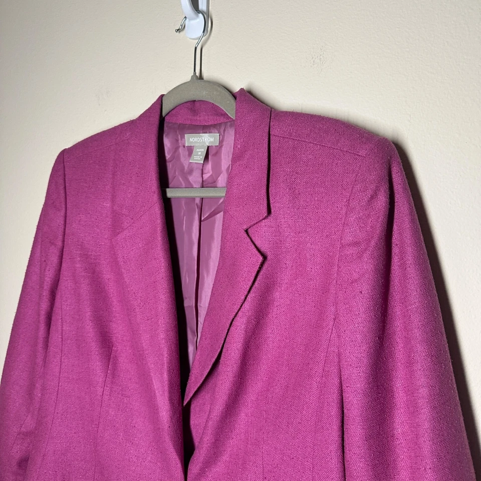 Blazer Nordstrom seda cruda de un solo pecho para mujer talla 14P negocios clásico trabajo Foto 4 de 4