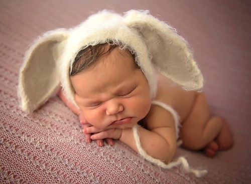 Hand Crochet Knitted Baby Hat Bunny Rabbit Bonnet Photo Prop Boy Girl Newborn-6M - Picture 5 of 6