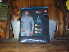 FRUIT OF THE LOOM MENS THERMAL CREW SHIRT SIZE MEDIUM BLACK LONG SLEEVE UNDERWEA