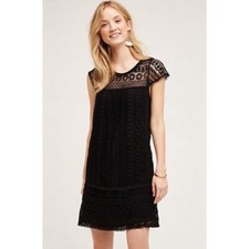 Anthropologie Maeve Lace Shift Dress Black S EUC