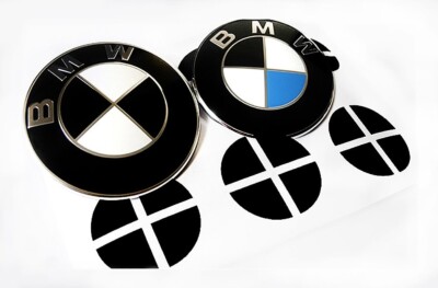 Matte Black Sticker for BMW Emblem Vinyl Wrap Overlay Decal Roundel Badge Logo