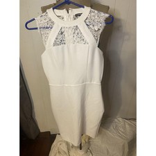 Express White Lace Cocktail Dress Size 2 Mini With Open Back