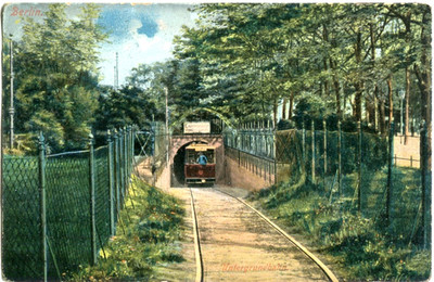 Postcard Berlin subway/subway entrance into tunnel 1909