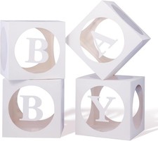 Baby Shower Gift Set: Clear Balloon Favor Boxes 4 PCS Letters Transparent