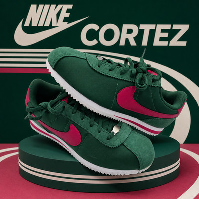 NIKE CORTEZ TEXTILE GS 5Y 6.5W GORGE GREEN WILD CHERRY IH7654-300 NEW
