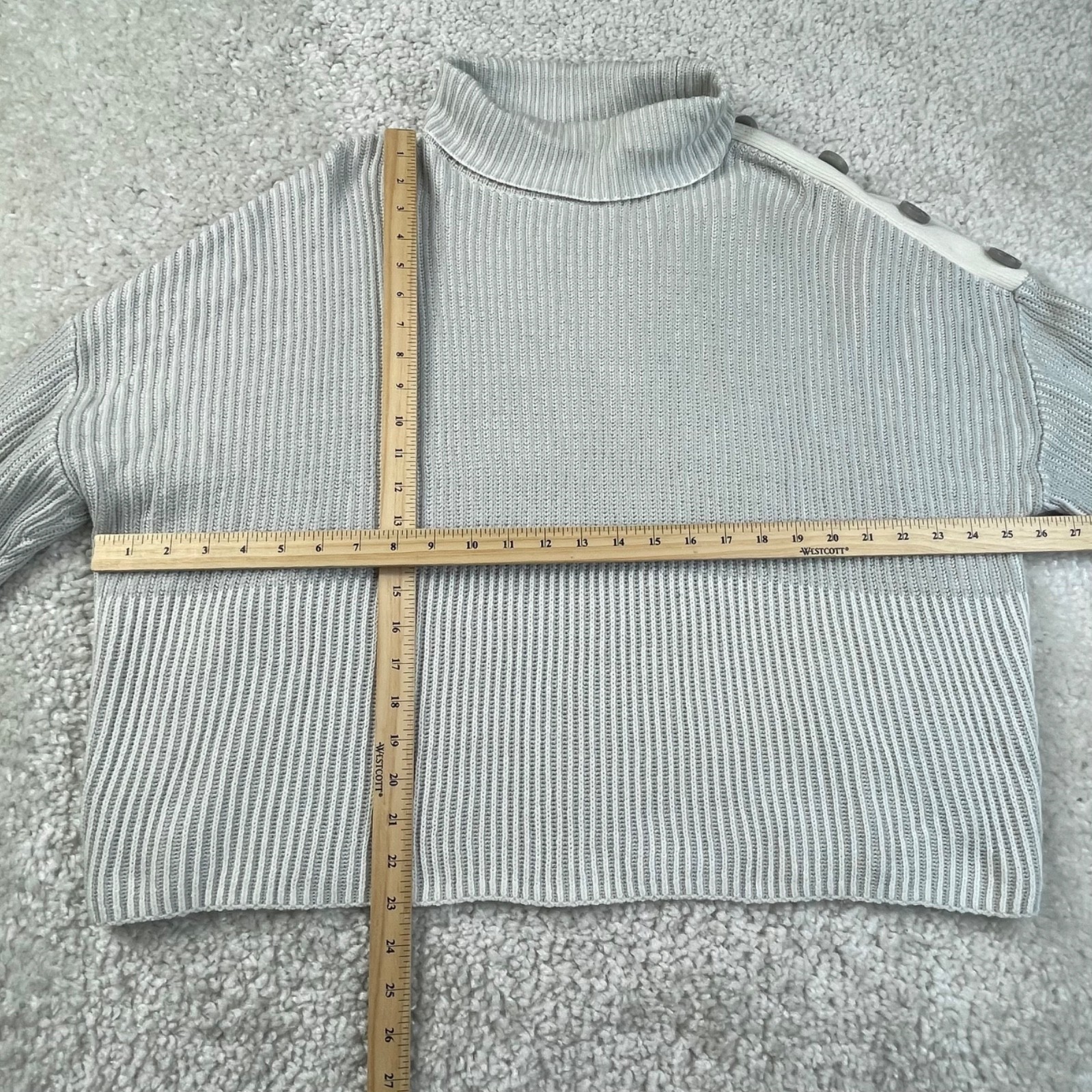 Express Button Shoulder Turtleneck Ribbed Sweater… - image 7