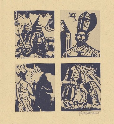 1979 Went Strauchmann Voltaire Originallinolschnitt zu Candide signiert