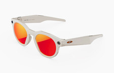 Oakley Meta HSTN Men's Round Sunglasses White Plastic Frame Red Mirrored Lens