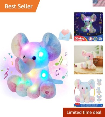 Delightful 12'' LED Elephant Plush - Sing-Along Lullabies & Sleep Aid for Kids