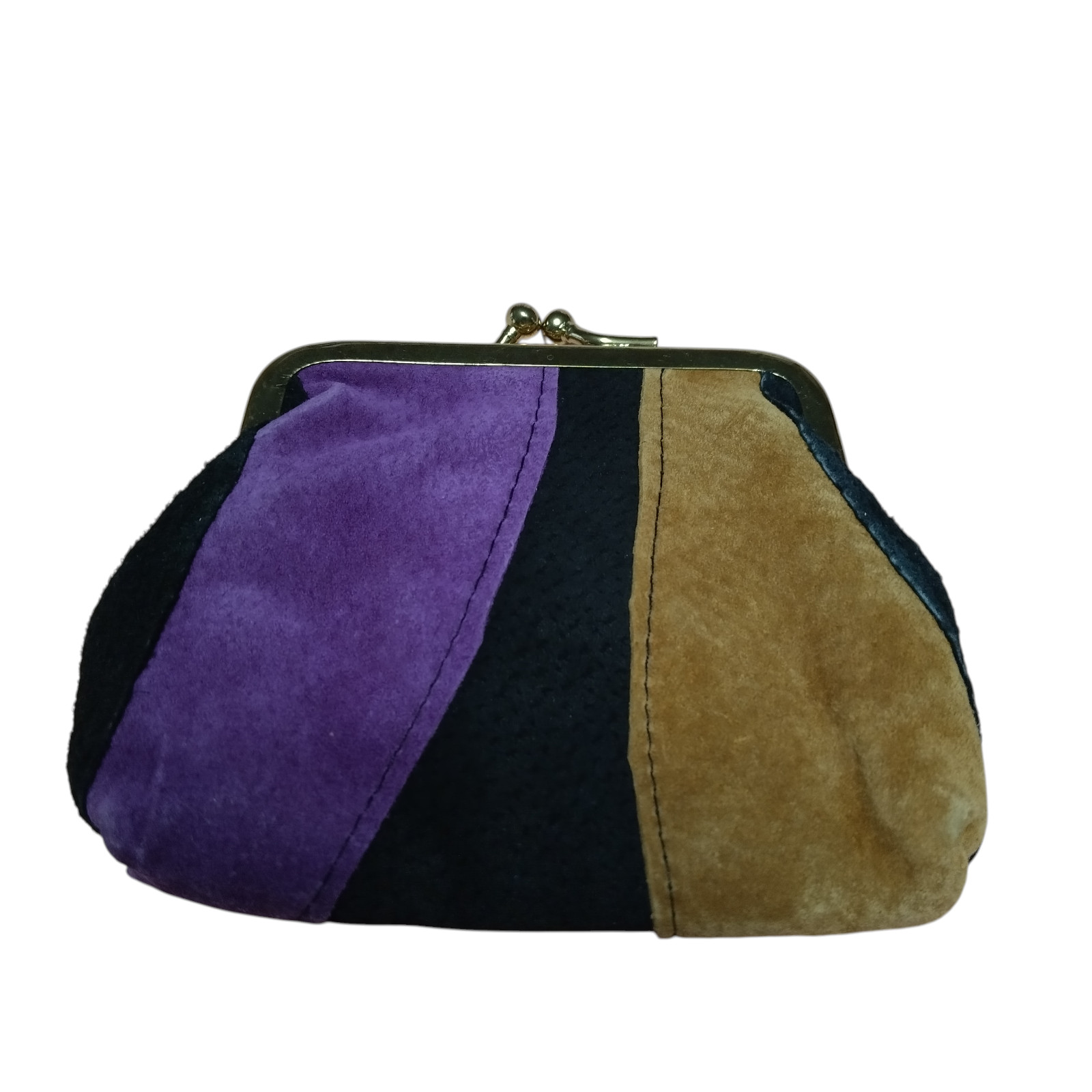 Vintage Patchwork Suede Double Sided Coin Purse B… - image 1