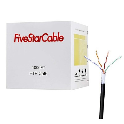 1000Ft Cat6 Outdoor Shielded Ethernet Cable - 23AWG, 350MHz, UV Resistant, FTP,