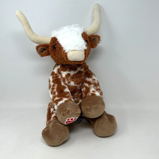 Build-A-Bear Longhorn Bull Cow Plush Stuffed Animal Brown Spotted Cute Soft BAB