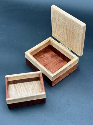Bubinga and Flame Maple Gorgeous Grain Bandsaw Box for Your Precious Treasures