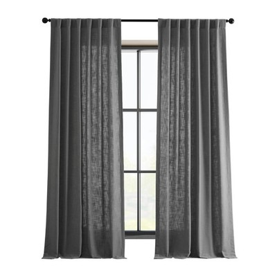 Pewter Grey Linen Textured Curtain Panel 50X120 Inches Light Filtering Single...
