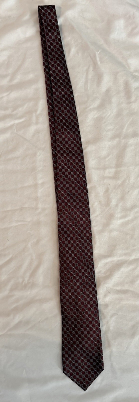 GUCCI interlocking pattern silk tie burgundy GG p… - image 3