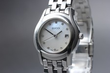 Near MINT Gucci 5500L Pearl 11P Diamond Shell Dial Quartz Women's Watch JAPAN