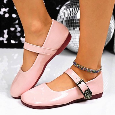 Women's Mary Jane Flats Soft Comfort Casual Round Toe Strap Buckle Ballet Shoes