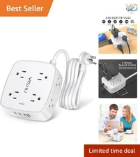 6 Ft Power Strip with 8 AC Outlets & 4 USB Charging Ports,  Certified