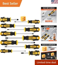 11-Piece Magnetic Screwdriver Set in Yellow - Phillips & Flat Tips for Precision