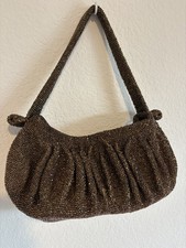 Elegant Bronze Colored metallic Hand Beaded Evening Bag 1940 s As is