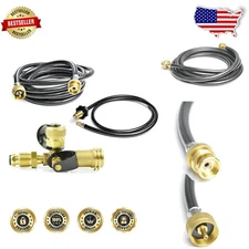 Propane Brass Tee Adapter Kit: 4-Port, 5' & 12' Hoses, RV Motorhome Value